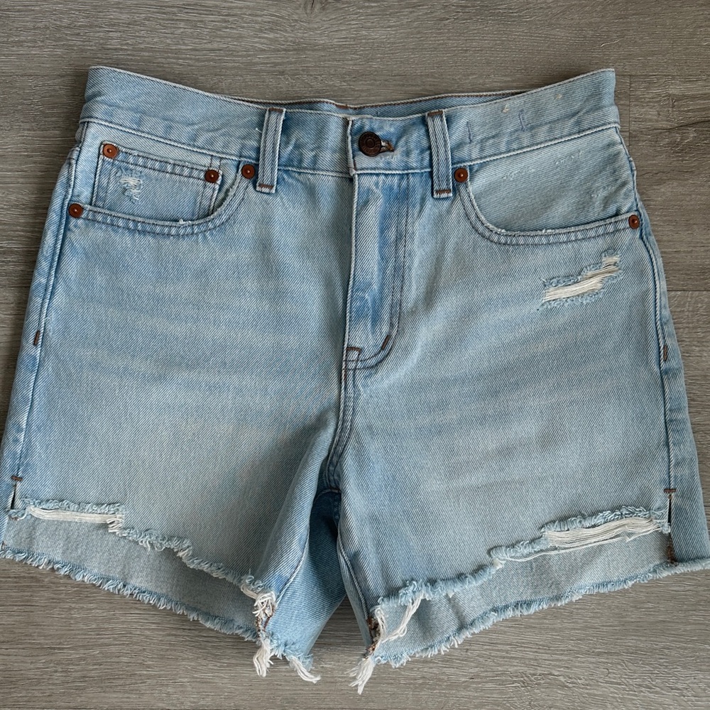 Madewell Relaxed Mid Length Denim Shorts Light Wash 100% Cotton Size 25